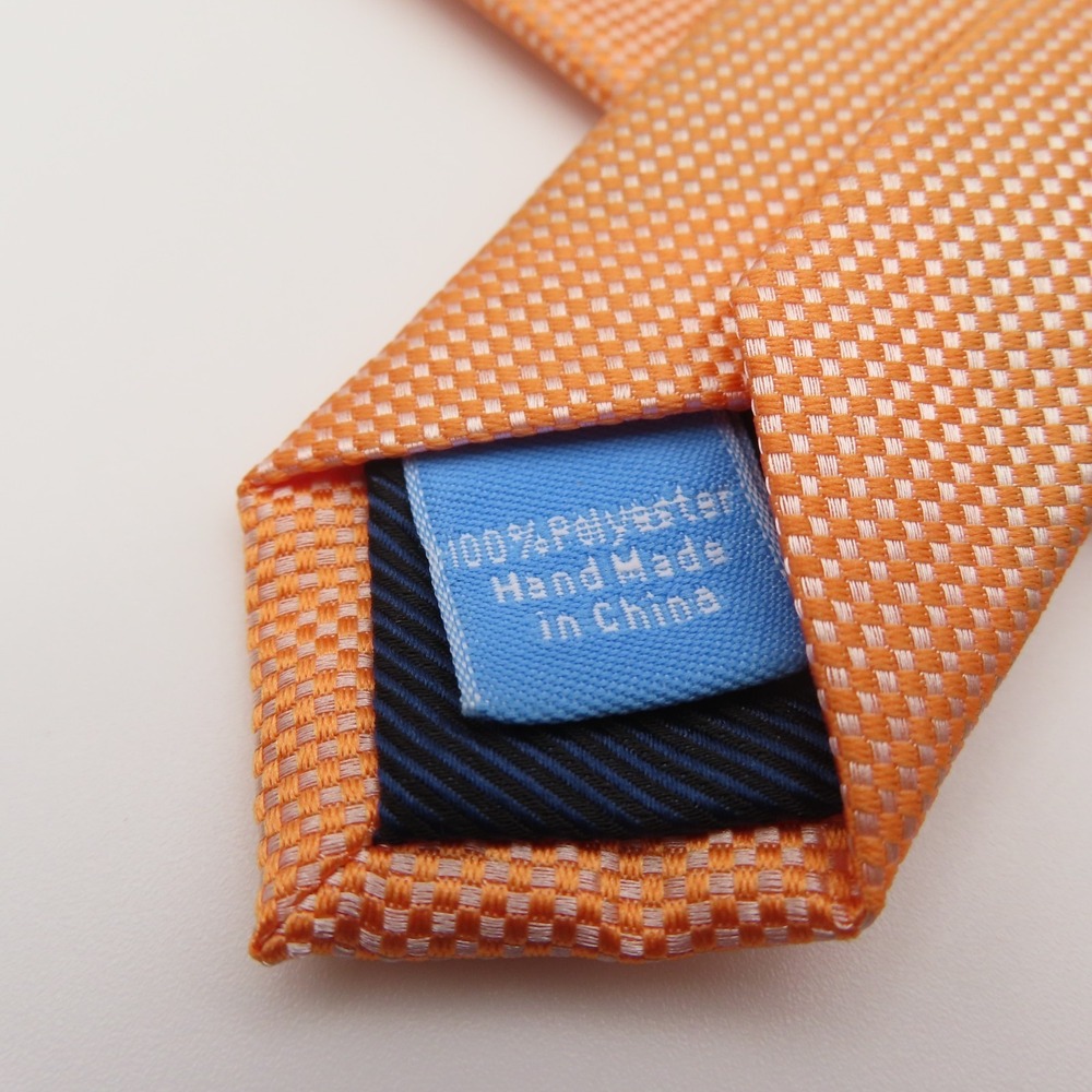 Countess Mara Tie Orange White Checked 3.25" Wide 57" Long Polyester - Picture 7 of 7
